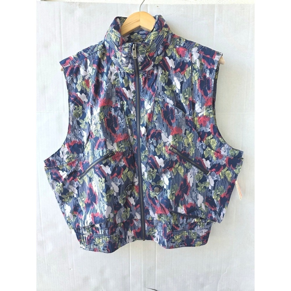 NWT Free People Movement Floral Hooded Utility Vest L Packable Gorpcore Camping